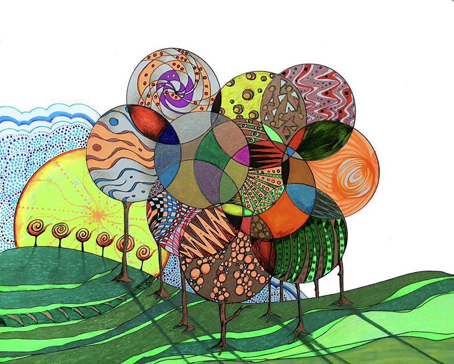 Bubble Trees Drawing by Ron Cantrell Fine Art America