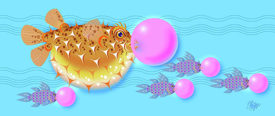 Bubblegum Blowfish Digital Art by Tim Phelps
