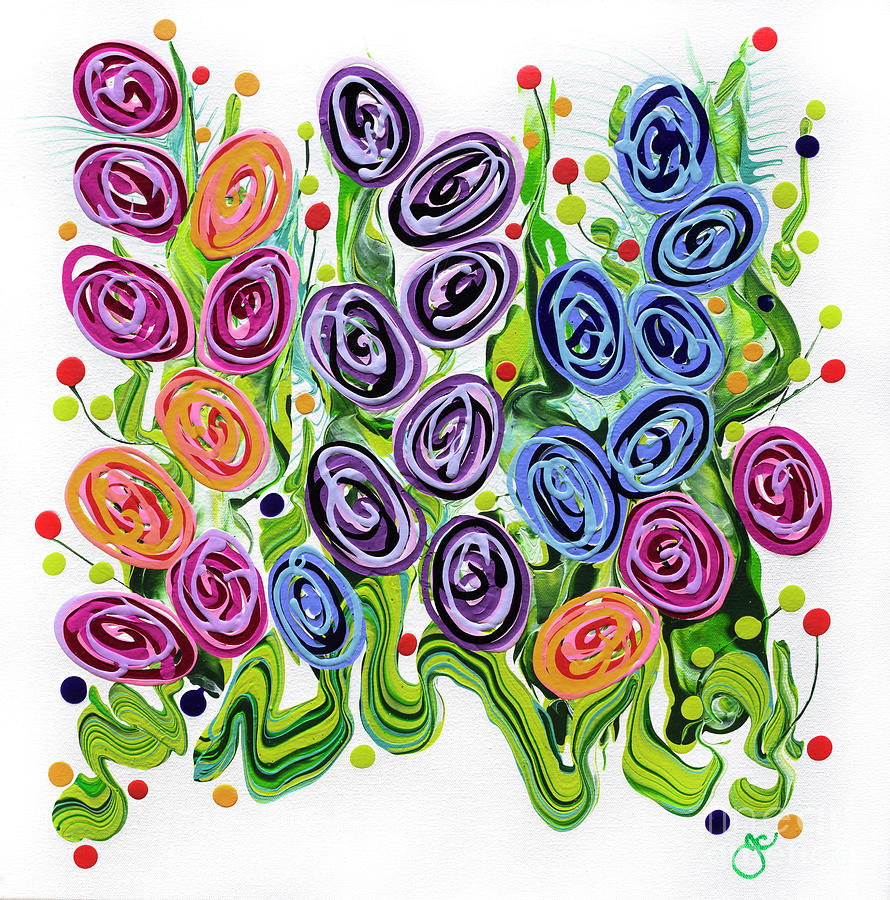 Bubblegum Flowers Painting by Jane Crabtree
