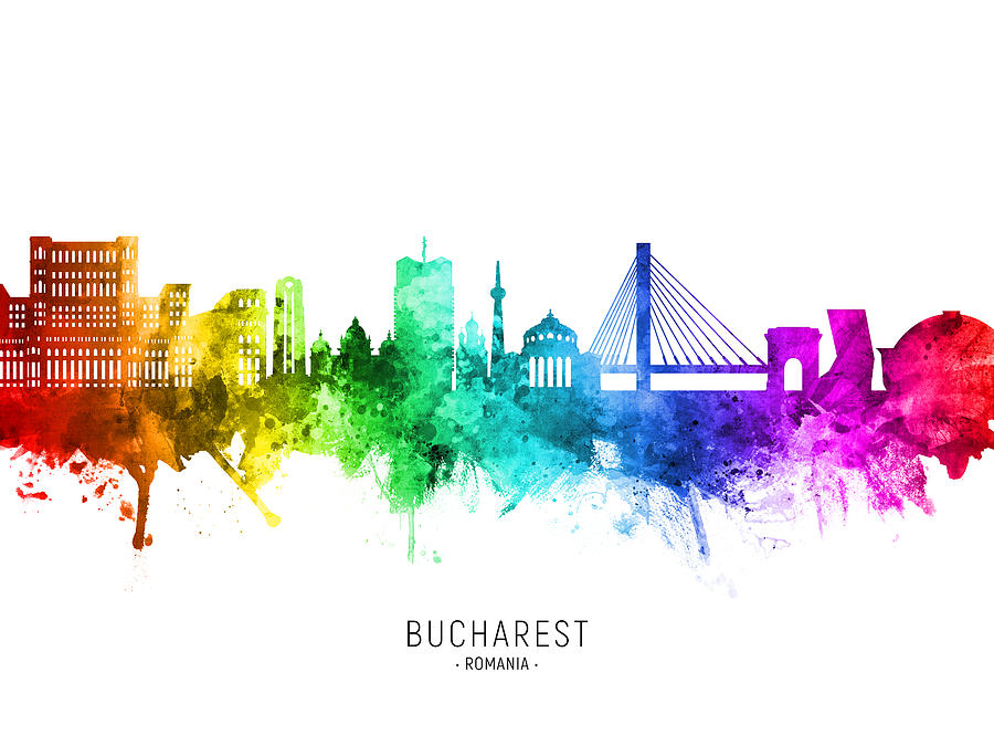 Bucharest Romania Skyline #63 Digital Art by Michael Tompsett