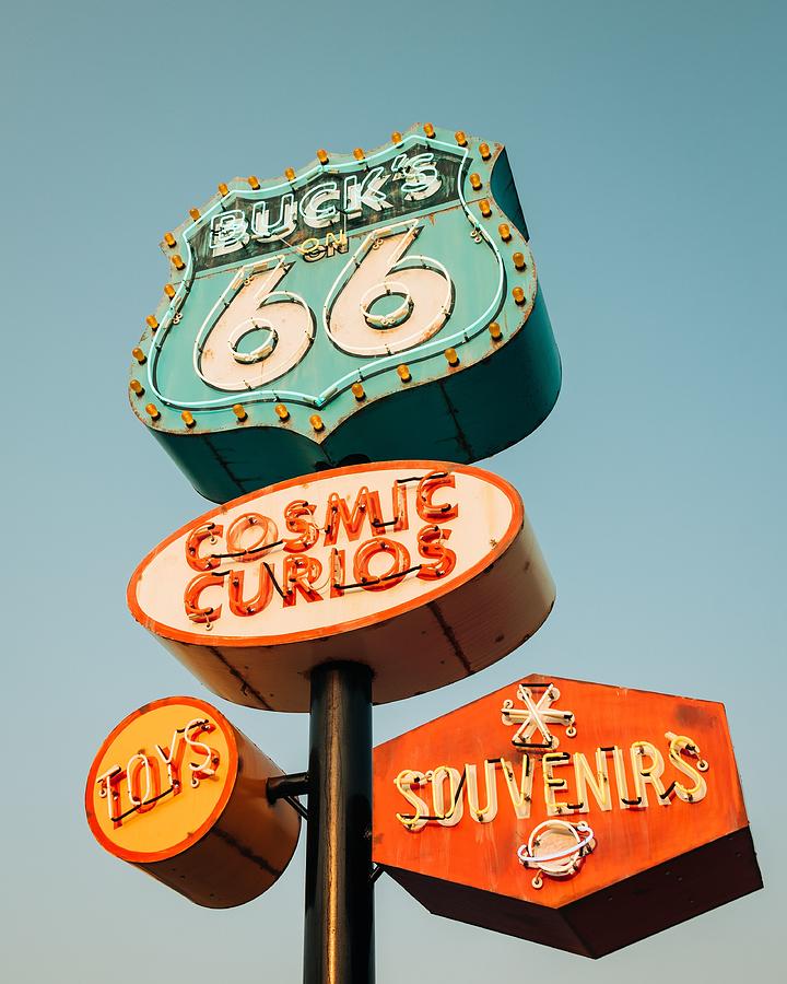 Buck Atom's Cosmic Curios, Route 66 01 Photograph by Jon Bilous | Fine ...