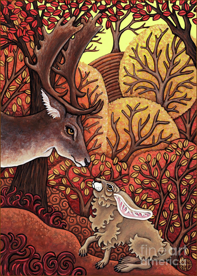 Buck Reports Important Woodland News To Royal Messenger Painting by Amy E Fraser