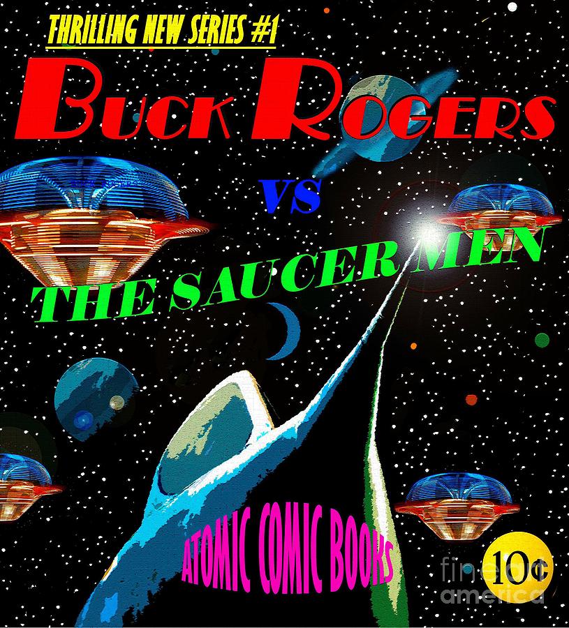 Buck Rogers vs The Saucer Men comic book cover Mixed Media by David Lee Thompson