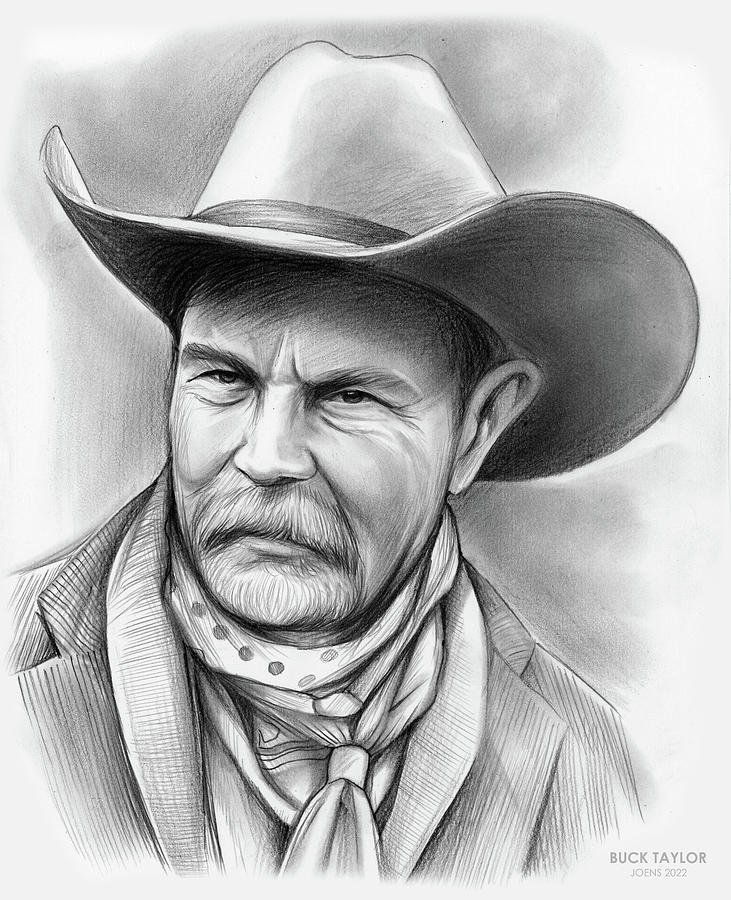 Buck Taylor Drawing by Greg Joens