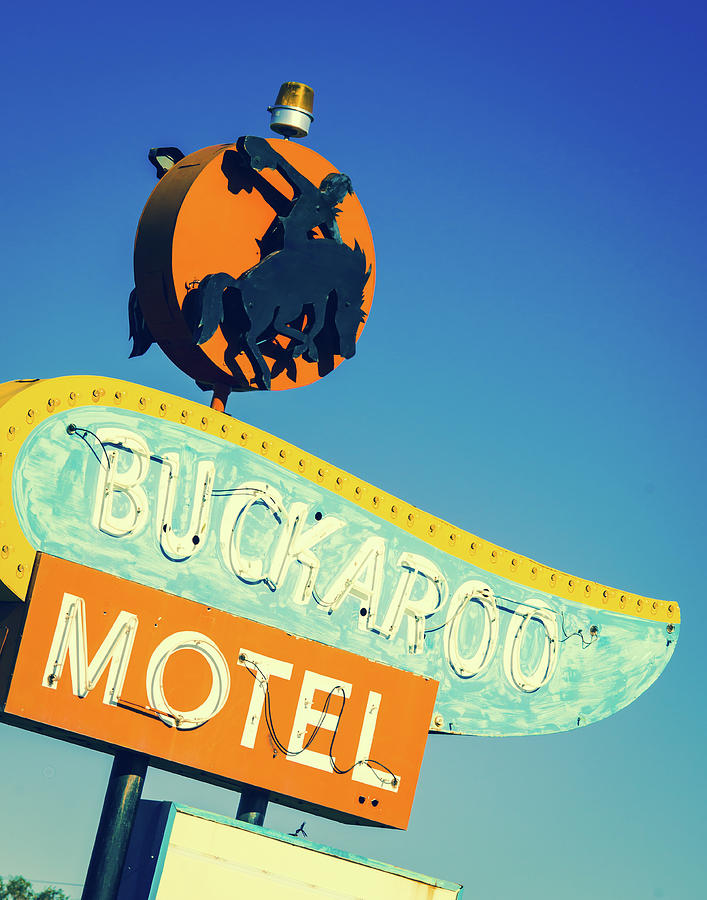 Buckaroo Motel Sign Photo Photograph by Sonja Quintero