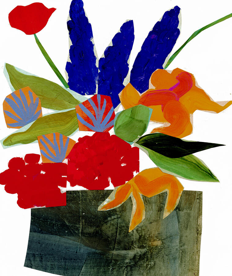 Primary Colors Painting - Bucket O Flowers by Jane Davies