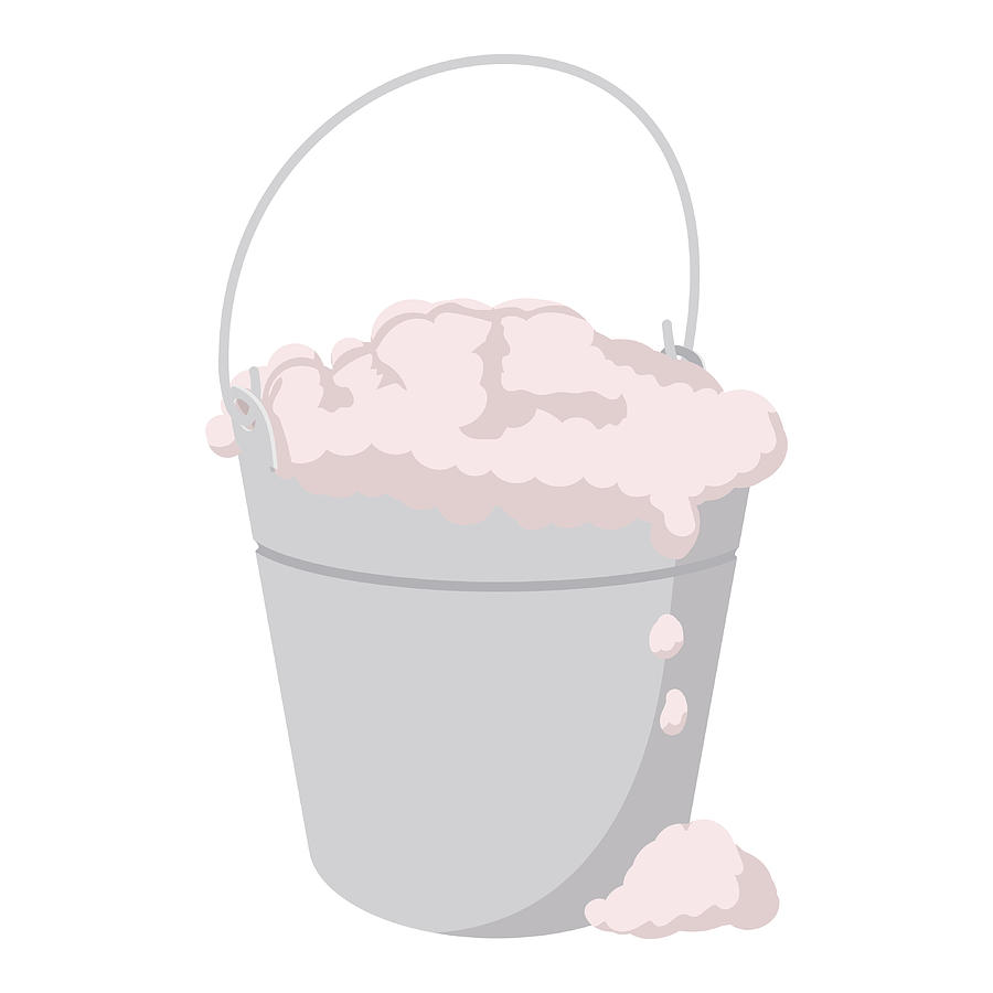 Bucket with foamy water cartoon icon Drawing by JuliarStudio