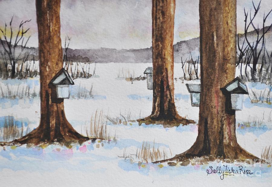 Spring Painting - Buckets Of Sap by Sally Tiska Rice