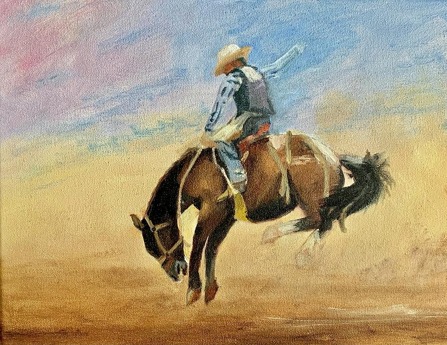 Bucking Bronco Number 2 - holding On Painting by Lon Erickson - Pixels