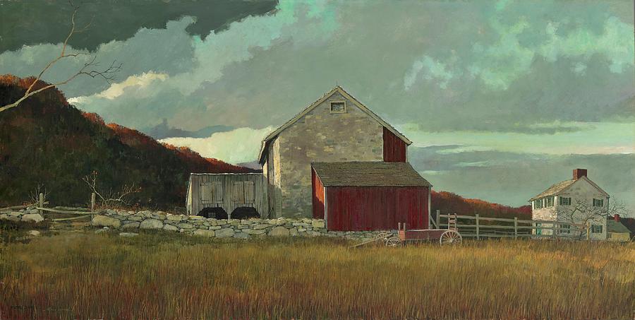 Bucks County Barn - Peaceful fall landscape Painting by Eric Sloane
