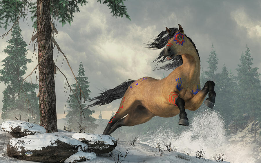 Buckskin War Horse Digital Art by Daniel Eskridge
