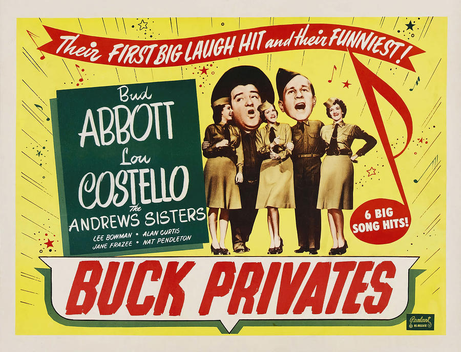 BUD ABBOTT, LOU COSTELLO and THE ANDREWS SISTERS in BUCK PRIVATES -1941-, directed by ARTHUR LUBIN. Photograph by Album