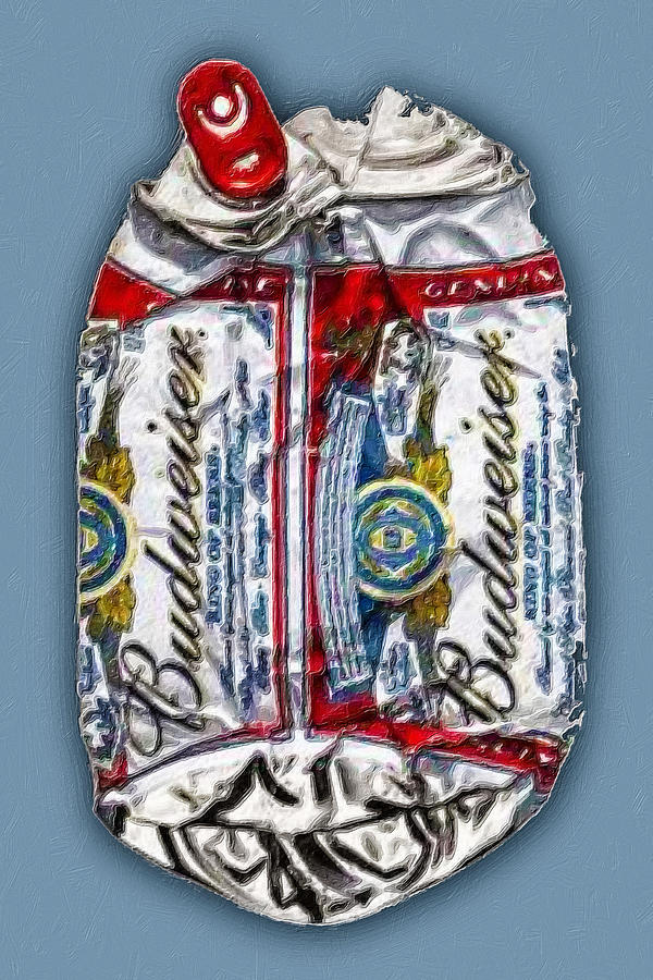 Bud Budweiser Crushed Beer Can Painting by Tony Rubino