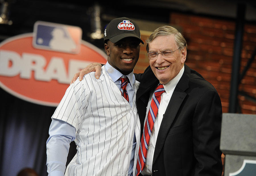 Bud Selig and Tim Anderson Photograph by Jeff Zelevansky