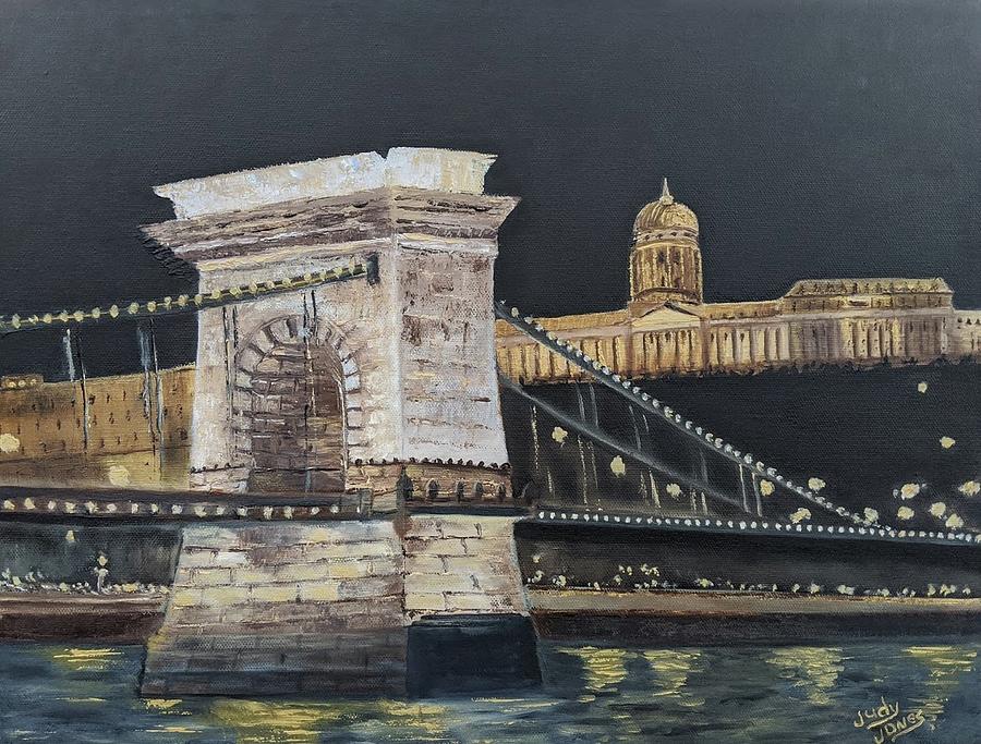 Castle Painting - Buda Castle and Chain Bridge by Judy Jones