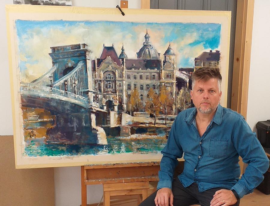Budapest, Chain Bridge With Gresham Palace Painting