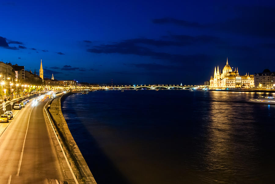 Budapest Cityscape at night. Photograph by CJ_Romas