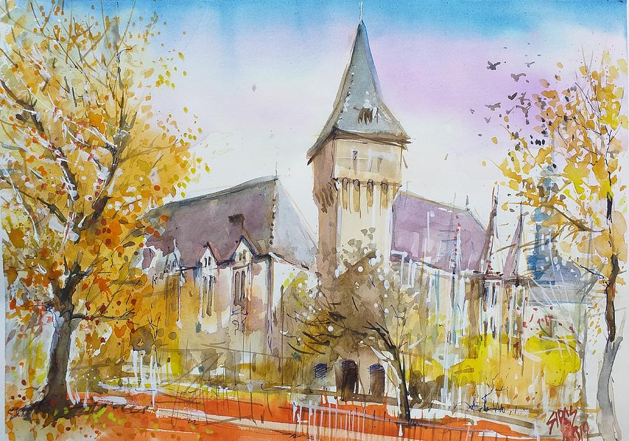 Budapest, Hunyadi Castle In Autumn Colours Painting