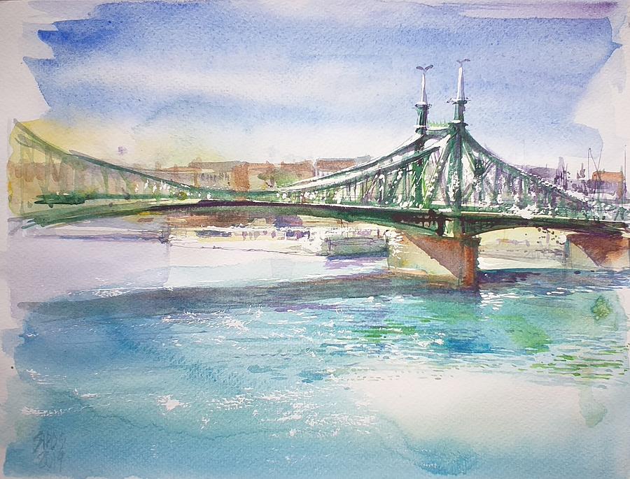 Budapest Liberty bridge detail Painting by Lorand Sipos