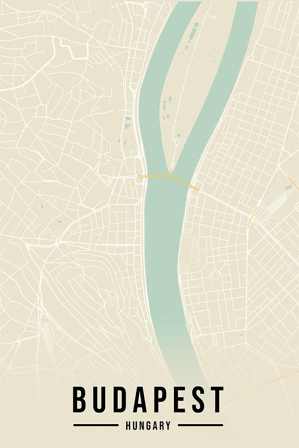 Budapest Map Hungary Day Version Aesthetic Minimalistic Digital Art by ...