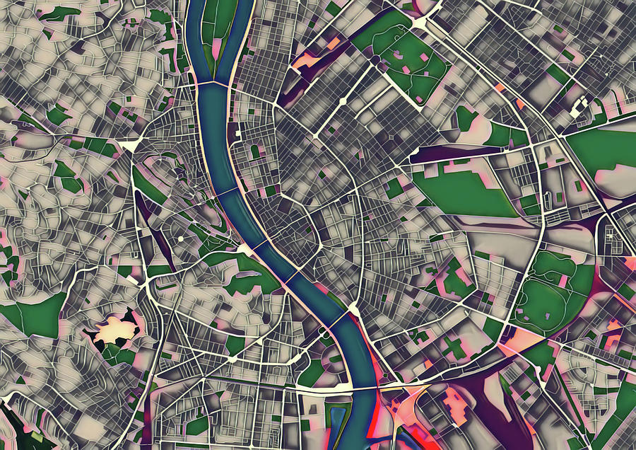 Budapest Pop Art City Map Digital Art by Christian Pauschert