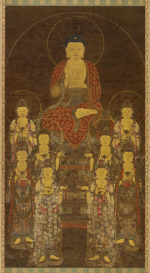 Buddha Amitabha and the Eight Great Bodhisattvas Painting by Anonymous