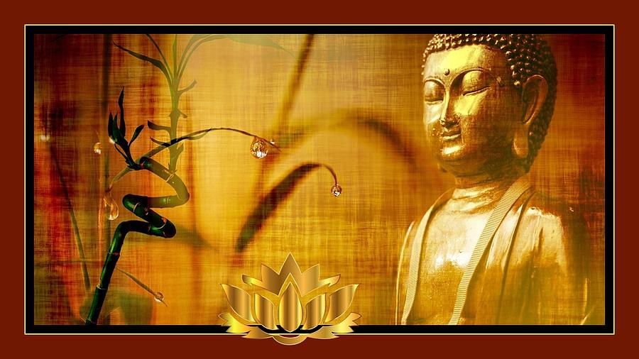 Buddha and Bamboo Mixed Media by Nancy Ayanna Wyatt