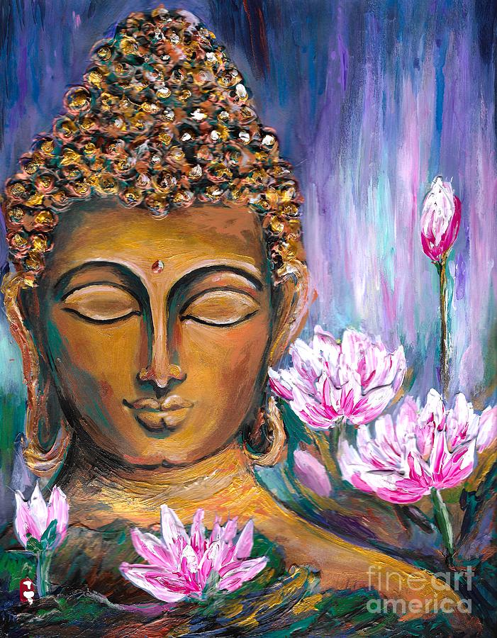 Mededogen spoelen veeg Buddha and lotus Painting by Tiffany Roy - Fine Art America