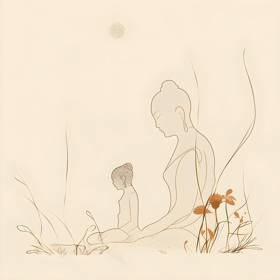 Buddha and the young grieving mother by Licensed art