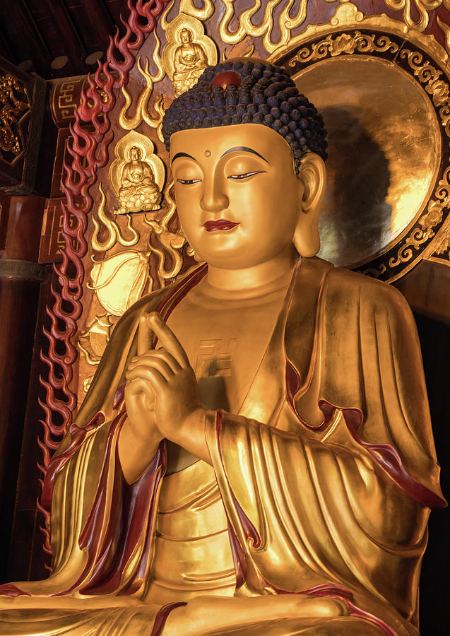 Buddha at Big Wild Goose Pagoda in Xian Photograph by Steven Heap