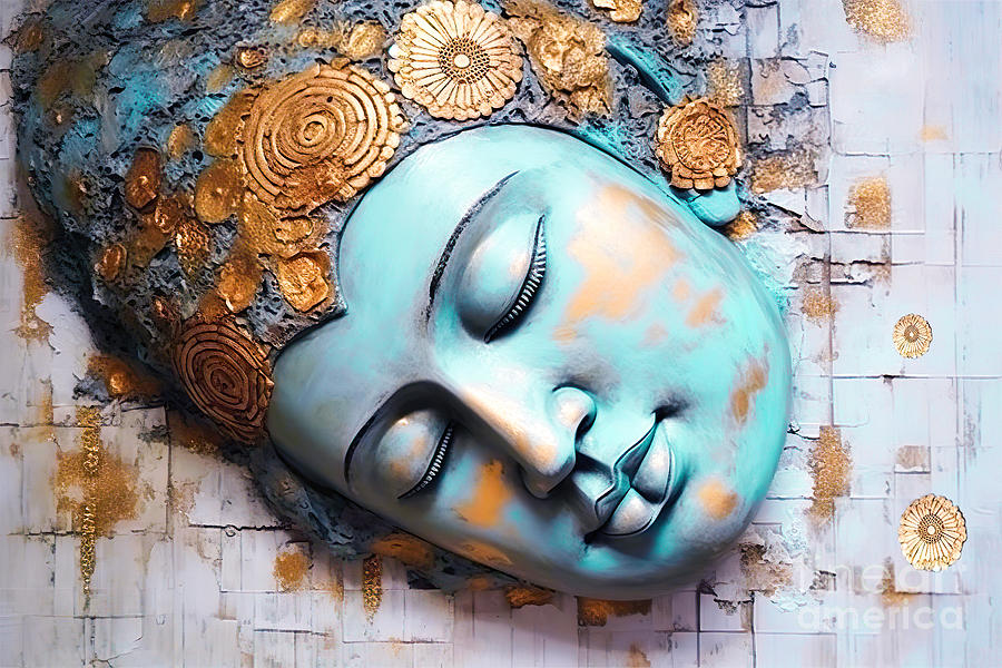 Buddha Painting - Buddha Boho wall art 4  by Mark Ashkenazi