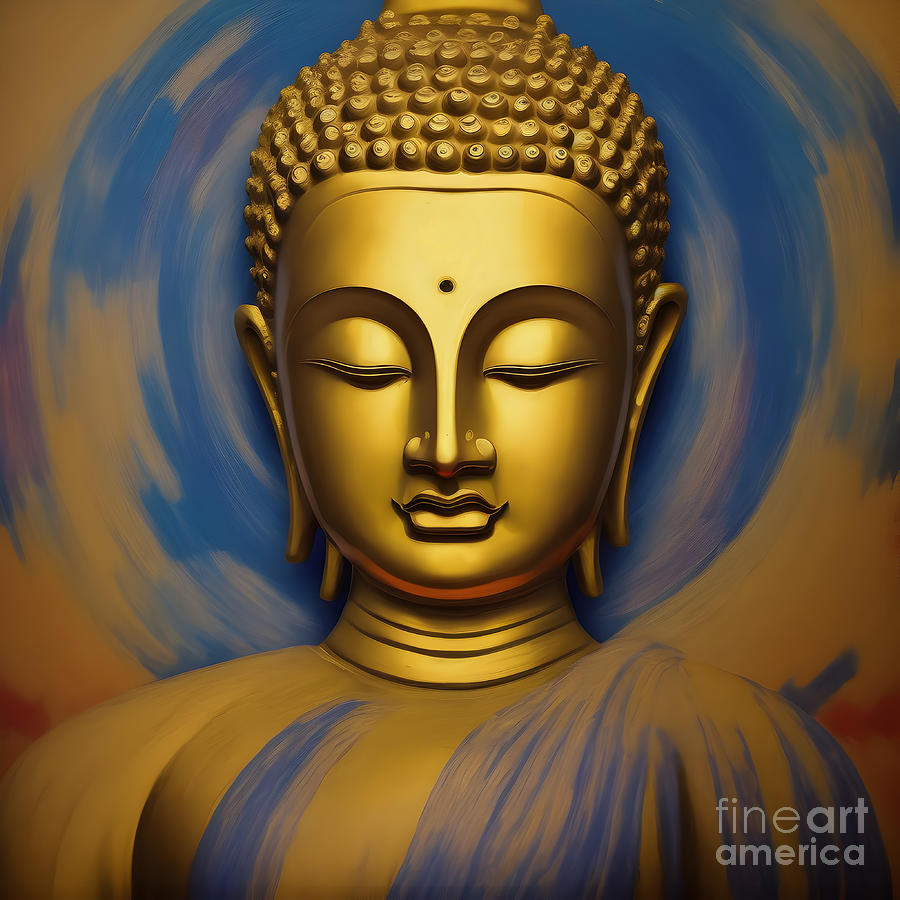 Buddha Canvas Painting Digital Print Digital Art By GS Arora - Fine Art ...