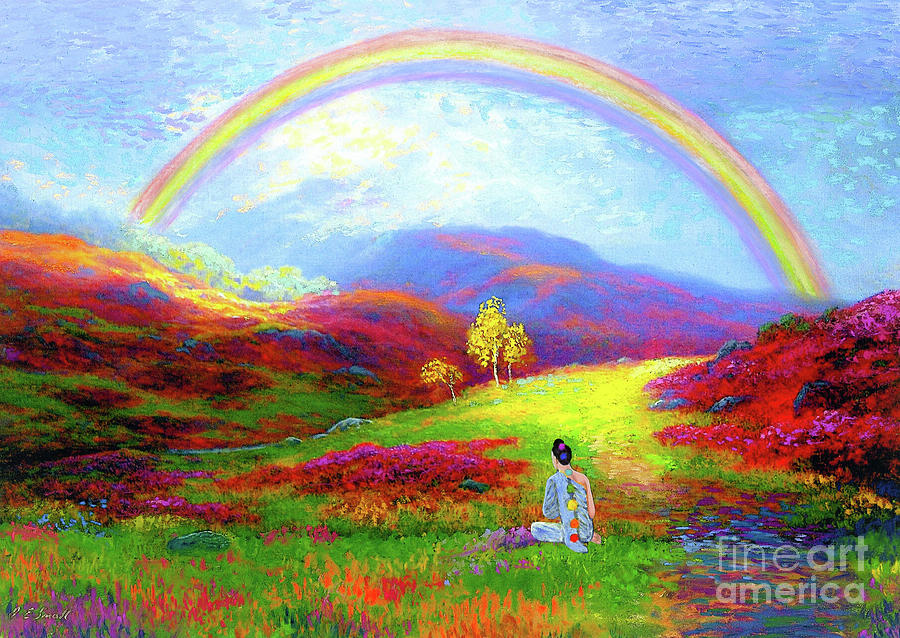 Buddha Painting - Buddha Chakra Rainbow Meditation by Jane Small