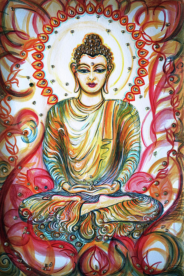 Buddha - enlightened  Painting by Harsh Malik