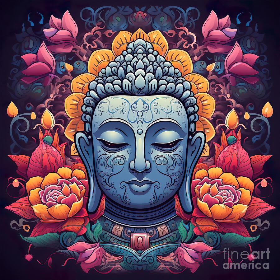 Buddha Face Mandala Digital Art by Mark Ashkenazi - Pixels