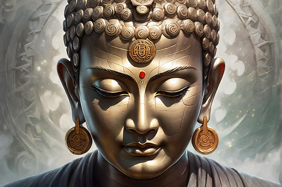 Buddha Painting - Buddha Face by Manjik Pictures