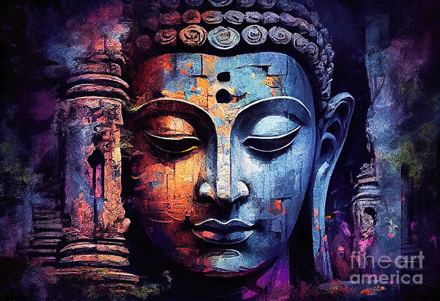 Buddha Painting - Buddha Face Painting 9 by Mark Ashkenazi