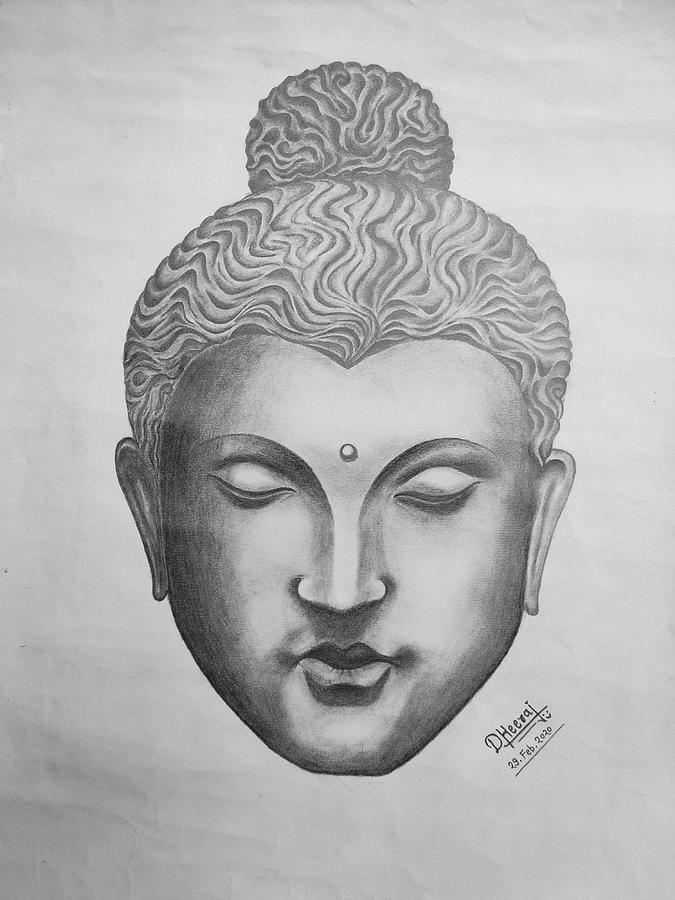 How to draw Buddha face।। very easy drawing of Buddha।। Buddha drawing।।  step by step - YouTube