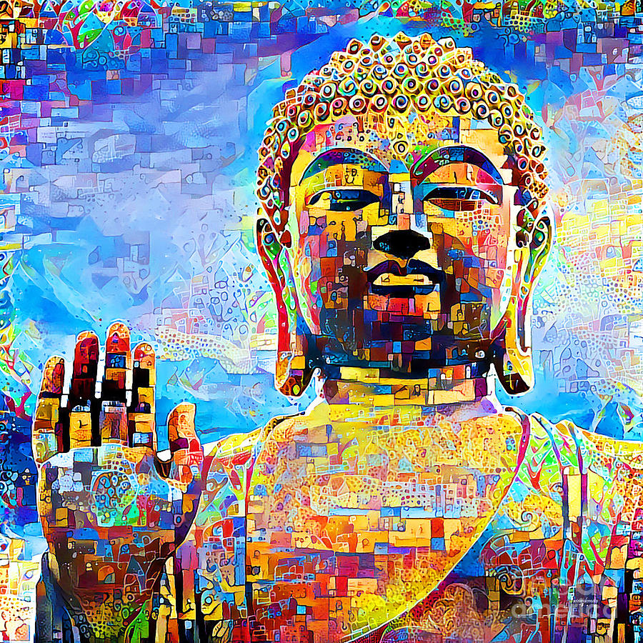 Buddha in Contemporary Vibrant Happy Color Motif 20200502 Photograph by Wingsdomain Art and Photography