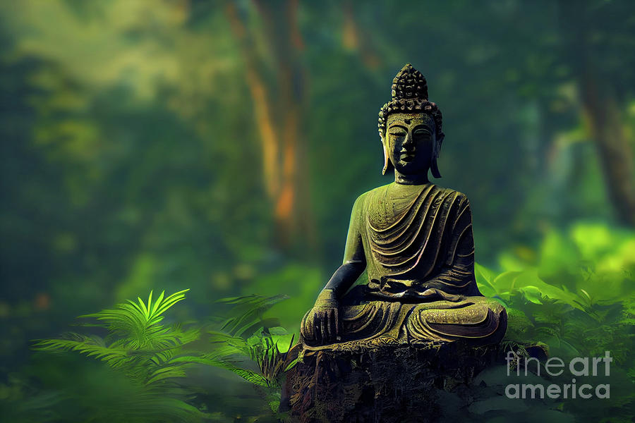 Buddha Digital Art - Buddha in the Jungle by Peter Awax