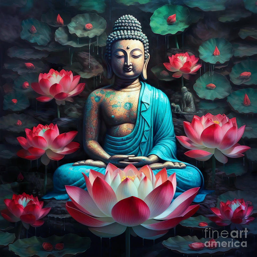 Buddha Digital Art - Buddha Lotus by Mark Ashkenazi