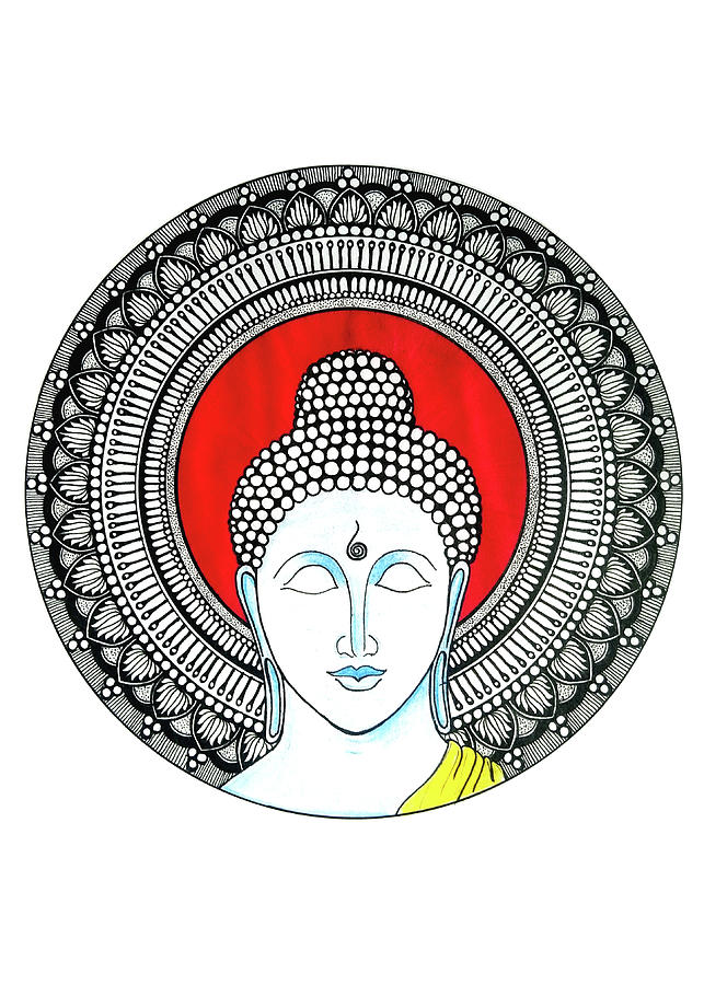 Pencil Sketch Painting of Buddha, Handmade, Framed, 12.5 x 17 in | Indi  Handicrafts