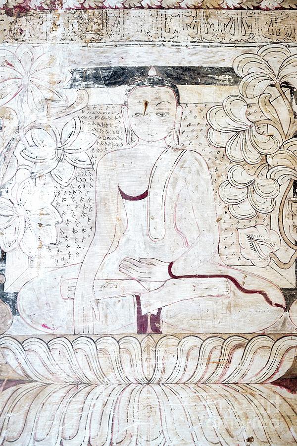 Buddha on Lotus Throne Fresco Photograph by Dean Harte