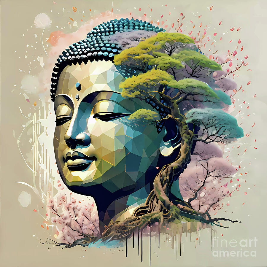 Buddha Painting - Buddha One With Nature by Ingo Klotz