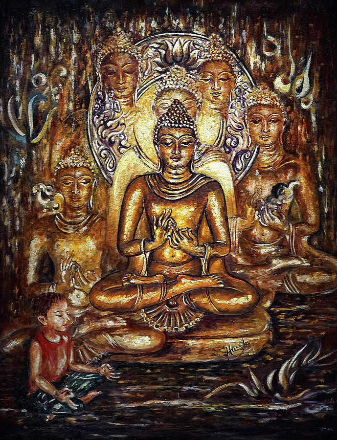 Buddha Painting - Buddha Reflections by Harsh Malik