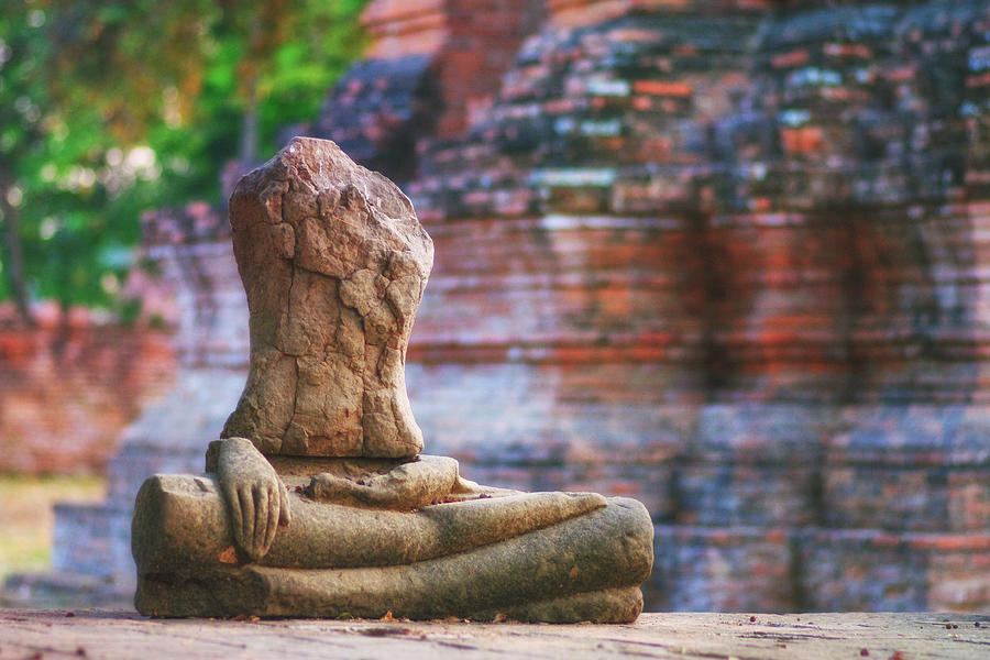 Buddha statue at Ayutthaya Photograph by Sherri Damlo, Damlo Shots, Damlo Does, LLC
