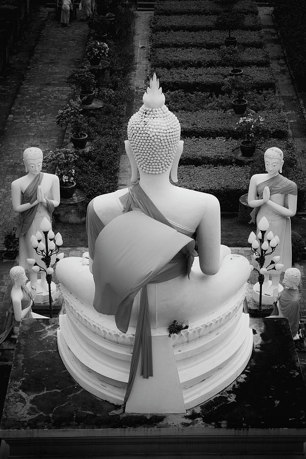 Buddha Statue In Black And White Photograph by Artur Bogacki