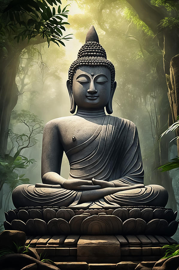 Buddha Digital Art - Buddha Statue by Manjik Pictures