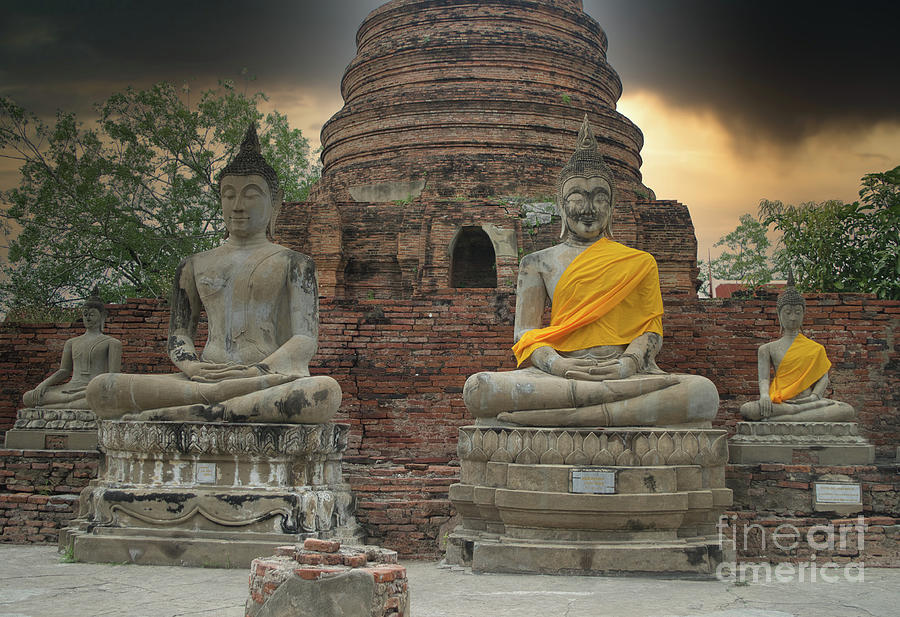 Buddha statues at Wat Yai Chai Mongkhorn Photograph by Michelle Meenawong