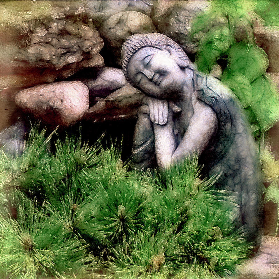 Buddha Statuette Revisited Digital Art by Leslie Montgomery